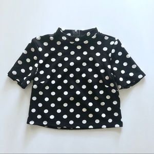 NWOT Polka Dot Mock Neck Crop Top